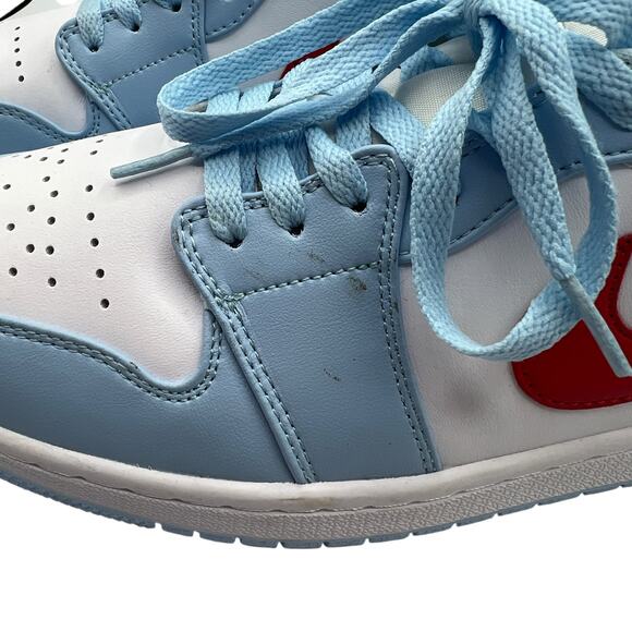 Nike Air Jordan 1 Low Blue Red White Leather Swoosh Womens 11 DC0774-164 Sneaker - Picture 5 of 16